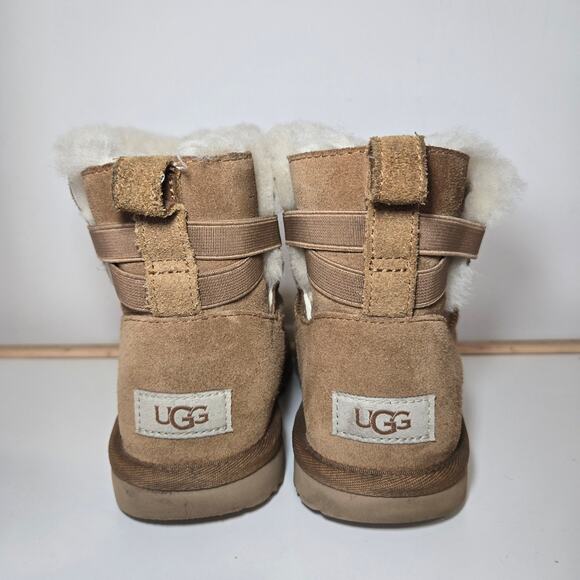 UGG Mini‎ Bailey Flex Chestnut Brown Big Kid's Suede Boots Size 3K - Picture 4 of 10
